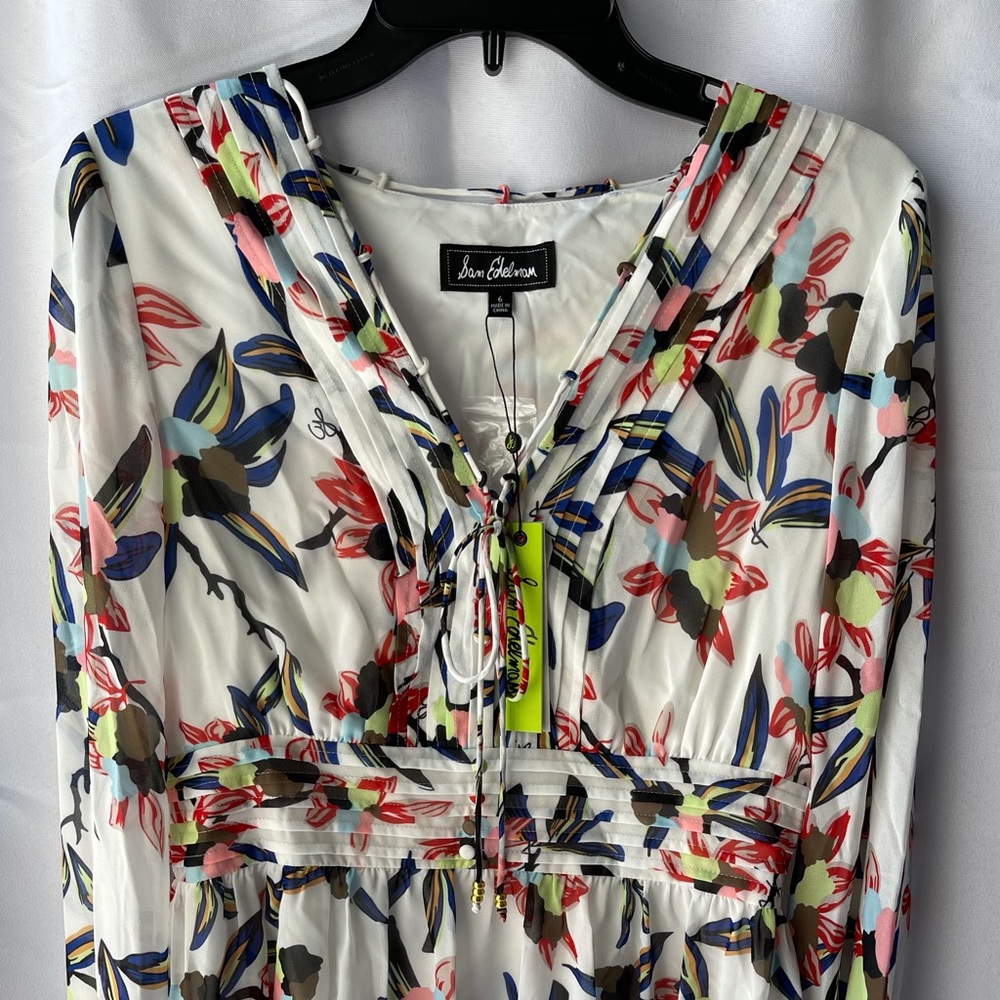 Sam Edelman Printed a Line Dress with Pin Tucks